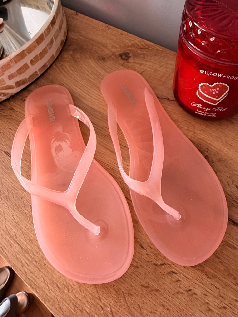 Women’s Coral Pink Jelly Flip Flop Sandals
